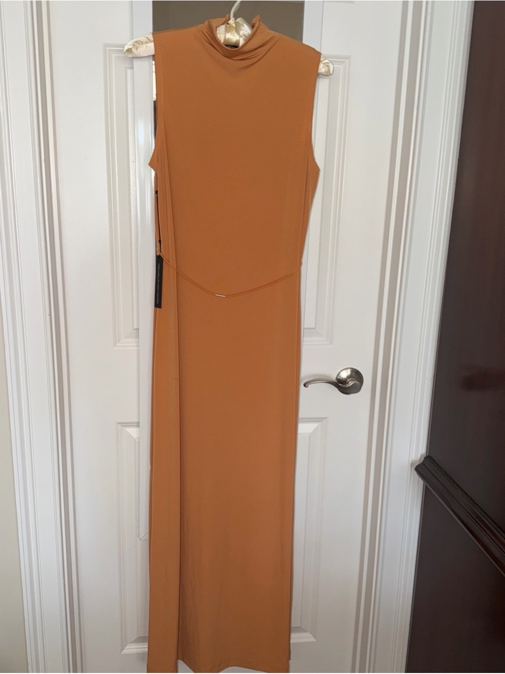 NWT Francisco Costa for Calvin Klein 6 knit maxi dress, soft pumpkin color.